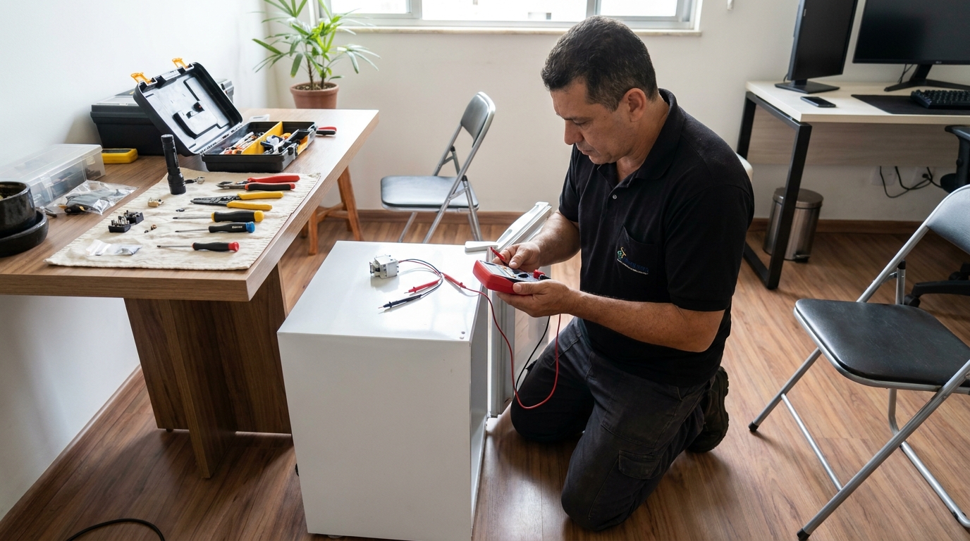 Reparo da placa eletrônica de frigobar em Itajaí‑SC